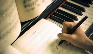 Graphic representing musical and traditional instrumentation gear